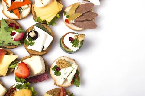 Canapes isolated on white background Stock Photos