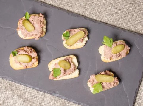 Canapes with Pate Stock Photos