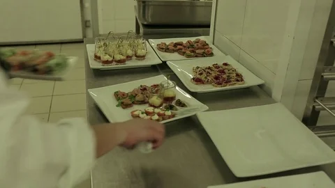 Canapes on plate Stock Footage 77053628