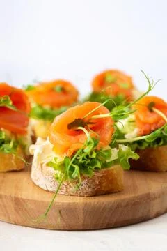 Canapes with red fish Stock Photos
