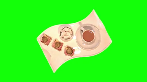 Canapes, white coffee, sugar on tray, top shot 01 Stock Footage 47856446