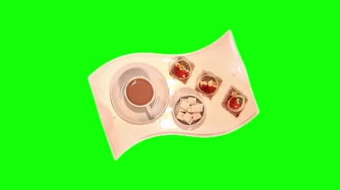 Canapes, white coffee, sugar on tray, top shot 02 Stock Footage 47856574