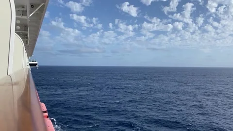 CANARIES View onto the ocean and bridge from a cruise ship balcony stateroom Stock Footage 153375676