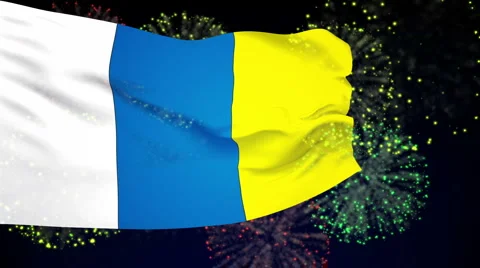Canary Islands Flag Stock Footage 1055545