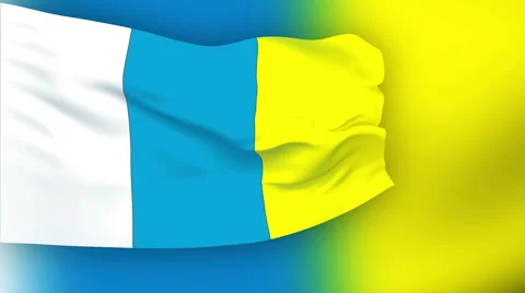Canary Islands Flag Stock Footage 1055574