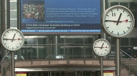 Canary Warf 3 Clocks Time lapse Vídeo Stock 149493