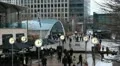 Canary Wharf Busy Offices Docklands Business People Financial Center London Day HD Footage