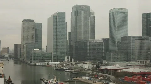 Canary Wharf Cloudy  Stock Footage 874943