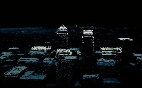 Canary Wharf Lidar 3d scanning Stock Footage