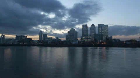 Canary Wharf Sunset Time-Lapse Stock Footage