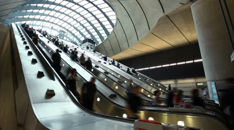 Canary Wharf tube station in London Stock Footage