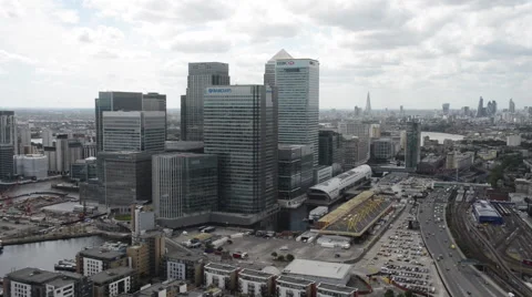 Canary Wharf view Stock Footage 52573369