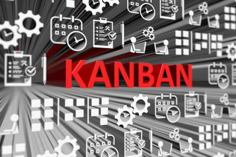CANBAN concept blurred background 3d render illustration Stock Illustration