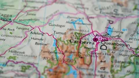 Canberra, Australia highlighted on a world map 4K Stock Footage 300661851