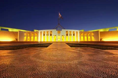 Canberra australia parliament house twilight Stock Photos