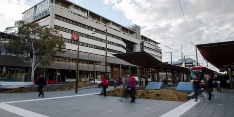 Canberra Light Rail Time Lapse wide in 4k Stock Footage 122229955