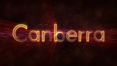 Canberra - Shiny looping city name in Australia, text animation Stock Footage 99601933