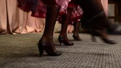 young girls dance the CanCan at home 195, Stock Video