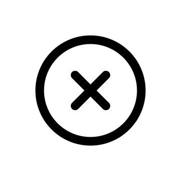 Cancel box line icon isolated on white background. Black flat thin icon on .. Illustrazione stock