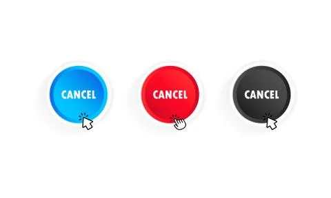 Cancel button with cursor. Vector on isolated white background. EPS 10 Illustrazione stock