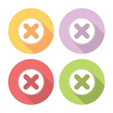 Cancel Button Flat Icons Set Stock Illustration