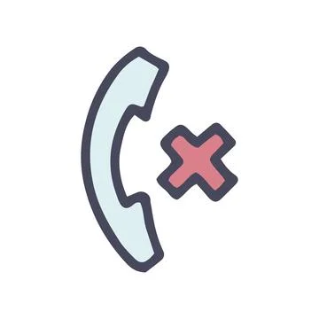 Cancel call color vector doodle simple icon Stock Illustration