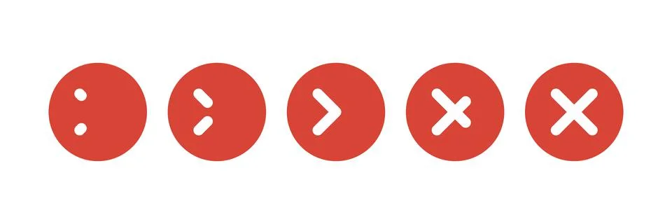 Cancel cross red button animation kit Stock Illustration