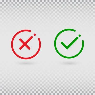 Cancel decline. Check marks set on transparent background. YES or NO accept a Stock Illustration