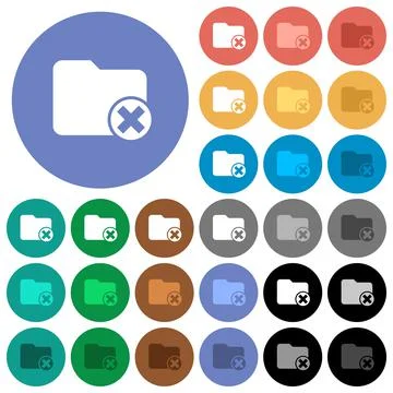 Cancel directory round flat multi colored icons Stock Illustration