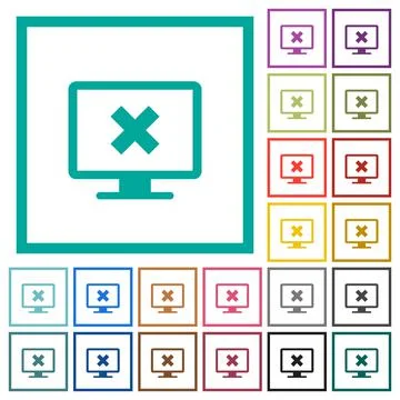 Cancel display settings flat color icons with quadrant frames 스톡 일러스트