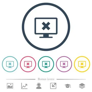 Cancel display settings flat color icons in round outlines Stock Illustration