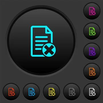 Cancel document dark push buttons with color icons Stock Illustration