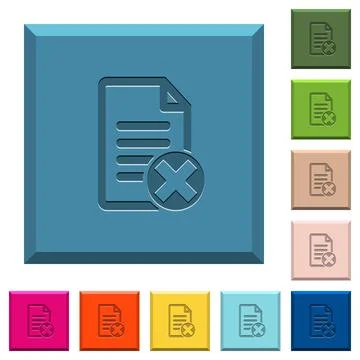 Cancel document engraved icons on edged square buttons 库存插图