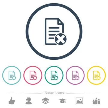 Cancel document flat color icons in round outlines イラスト素材