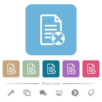 Cancel document flat icons on color rounded square backgrounds イラスト素材