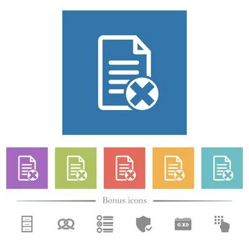 Cancel document flat white icons in square backgrounds イラスト素材