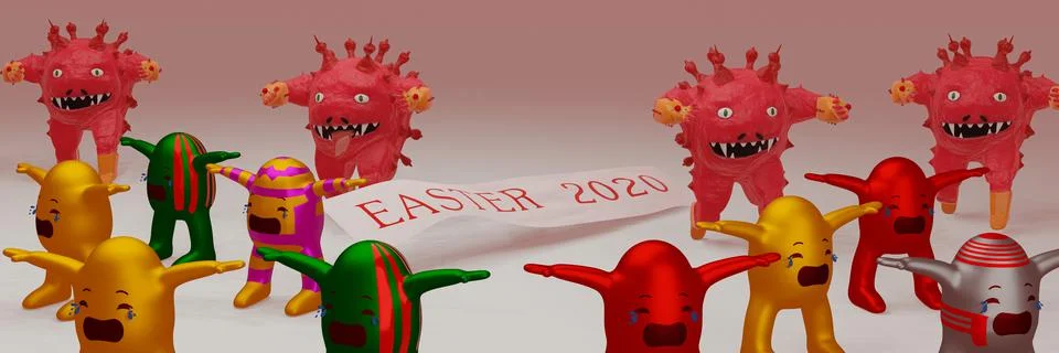 Cancel Easter activities concept Because  Coronavirus name Covid-19  diffuse  Stock Illustration