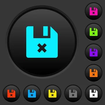 Cancel file dark push buttons with color icons Stock Illustration