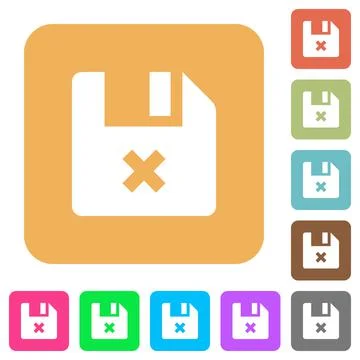 Cancel file rounded square flat icons Stock Illustration