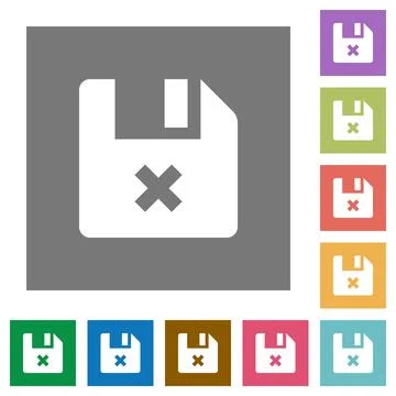 Cancel file square flat icons Stock Illustration