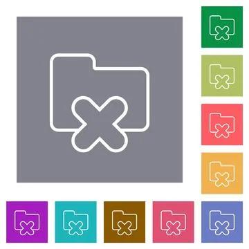 Cancel folder outline square flat icons Stock Illustration