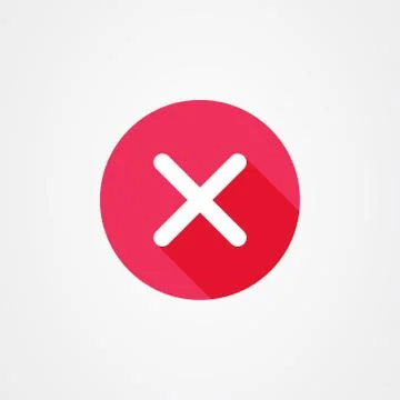 Cancel icon in red with long shadow effect, close symbol. Illustrazione stock