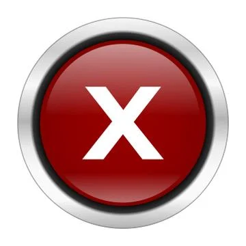 Cancel icon, red round button isolated on white background, web design illust Stock Illustration