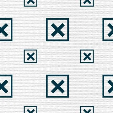 Cancel  icon sign. Seamless pattern with geometric texture. Vector Illustrazione stock