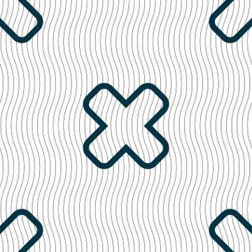 Cancel icon sign. Seamless pattern with geometric texture. Vector 스톡 일러스트