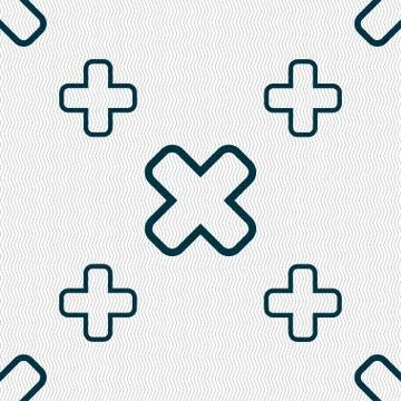 Cancel icon sign. Seamless pattern with geometric texture. Vector Stock Illustration
