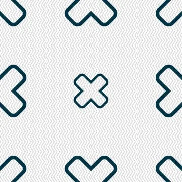 Cancel icon sign. Seamless pattern with geometric texture. Vector 스톡 일러스트