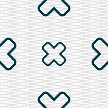 Cancel icon sign. Seamless pattern with geometric texture. Vector 스톡 일러스트