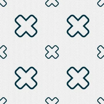 Cancel icon sign. Seamless pattern with geometric texture. Vector Stock Illustration