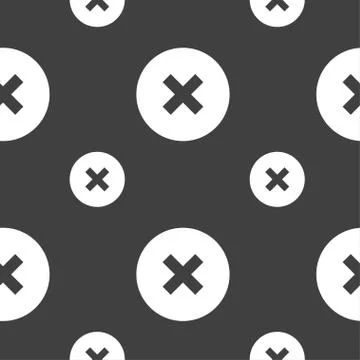 Cancel icon sign. Seamless pattern on a gray background. Vector Stock Illustration